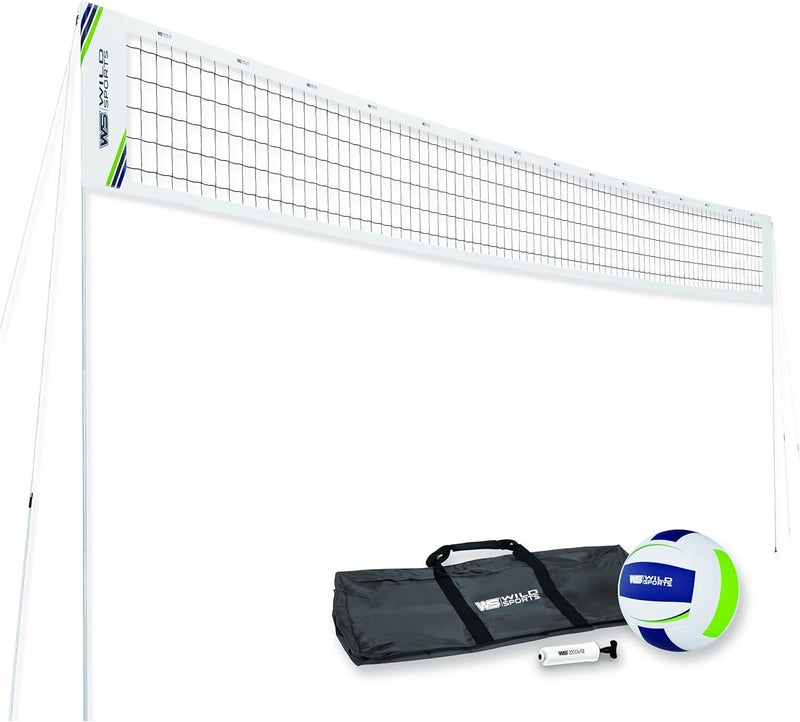 Wild Sports Easy Setup Volleyball-Cane Pole - Complete and Durable Volleyball Set with 30 Ft Net, Volleyball, and Pump - Image 1